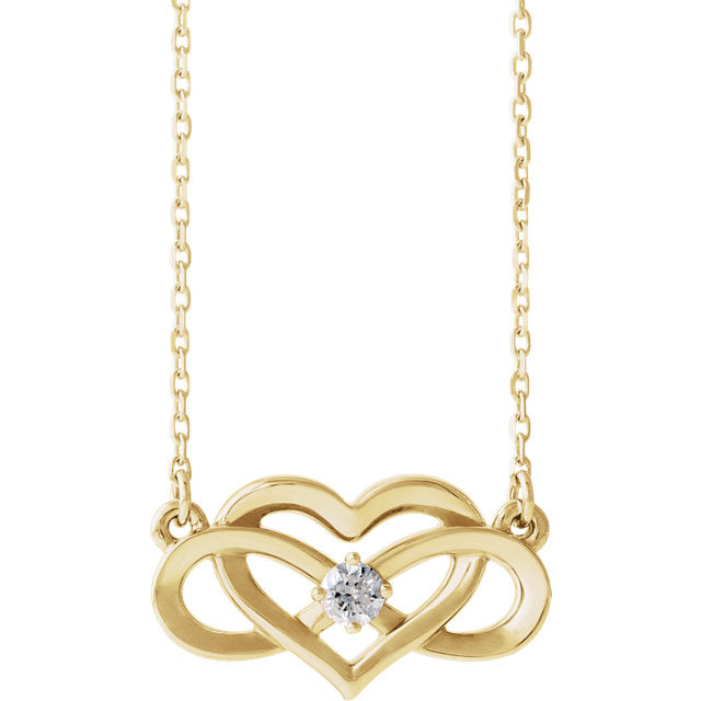 14K Gold 1/10 CTW Diamond Infinity Inspired Heart Necklace in Rose White or Yellow Gold-86677:601:P-Chris's Jewelry