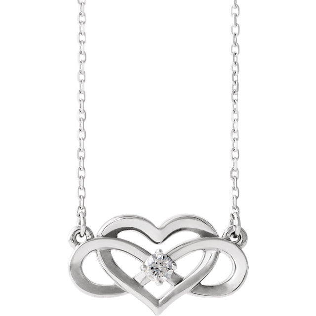 14K Gold 1/10 CTW Diamond Infinity Inspired Heart Necklace in Rose White or Yellow Gold-86677:600:P-Chris's Jewelry