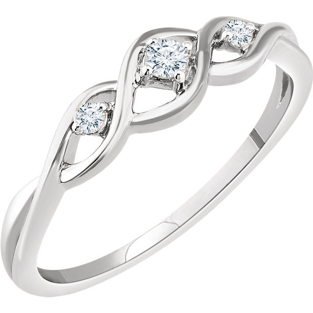 14K Gold 3-Stone .08 CTW Diamond Freeform Ring - White or Yellow Gold-652361:60002:P-Chris's Jewelry