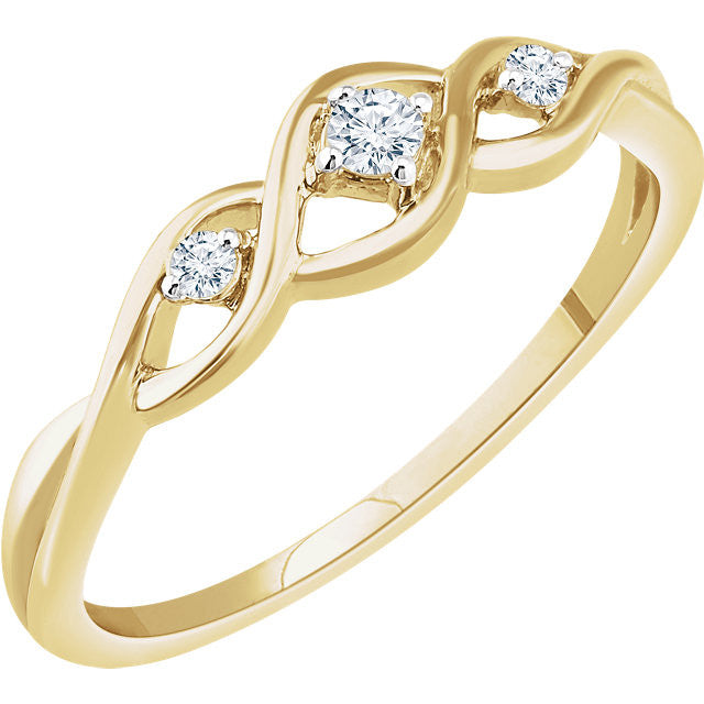 14K Gold 3-Stone .08 CTW Diamond Freeform Ring - White or Yellow Gold-652361:60001:P-Chris's Jewelry