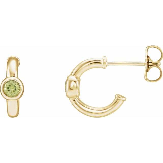 14K Gold 3mm Gemstone Huggie 11mm Hoop Earrings-86492:60027:P-Chris's Jewelry
