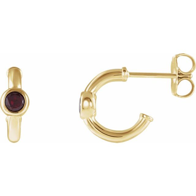 14K Gold 3mm Gemstone Huggie 11mm Hoop Earrings-86492:60017:P-Chris's Jewelry