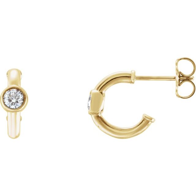 14K Gold 3mm Gemstone Huggie 11mm Hoop Earrings-86492:601:P-Chris's Jewelry