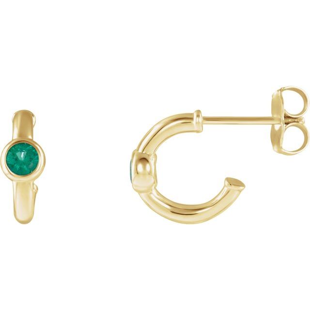 14K Gold 3mm Gemstone Huggie 11mm Hoop Earrings-86492:60022:-Chris's Jewelry