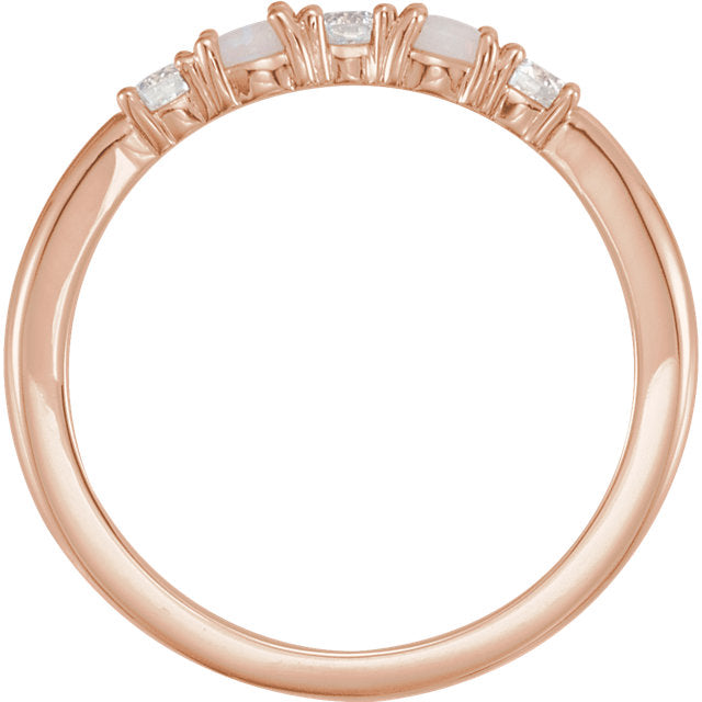 14K Gold Genuine Australian Opal & 1/5 CTW Diamond Stackable Ring-Chris's Jewelry