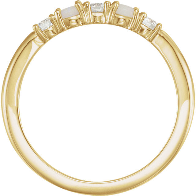 14K Gold Genuine Australian Opal & 1/5 CTW Diamond Stackable Ring-Chris's Jewelry