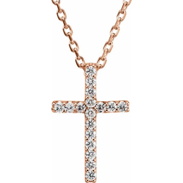 14K Gold Genuine Gemstone Petite Cross 16" Necklaces-R42147D:60004:P-Chris's Jewelry