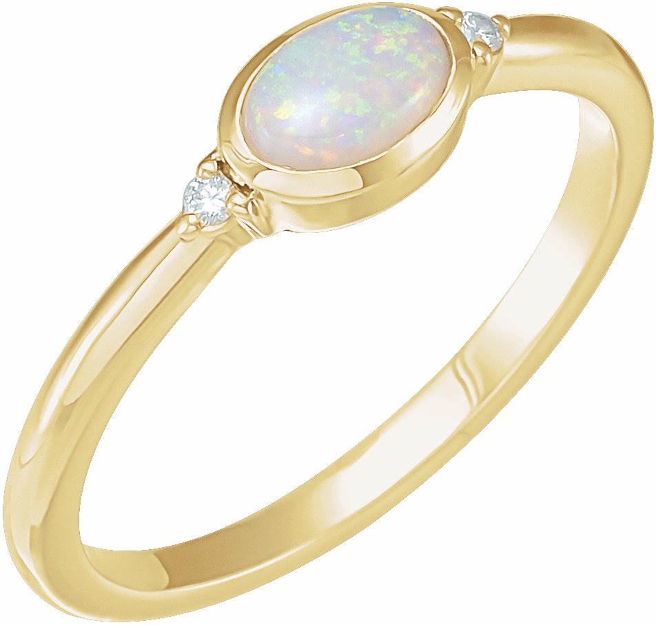 14K Gold Natural White Ethiopian Opal & .03 CTW Natural Diamond Ring-72315:126:P-Chris's Jewelry