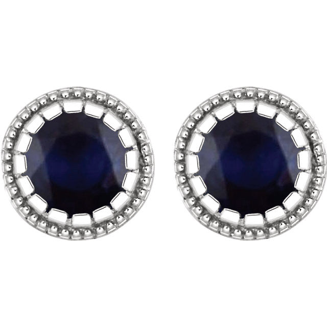 14K White Gold Genuine Blue Sapphire September Birthstone Earrings-651610:130:P-Chris's Jewelry