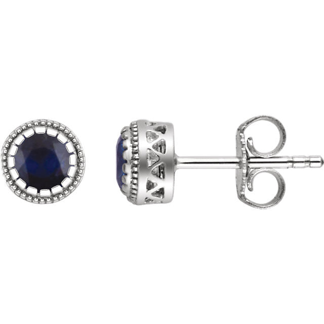14K White Gold Genuine Blue Sapphire September Birthstone Earrings-651610:130:P-Chris's Jewelry