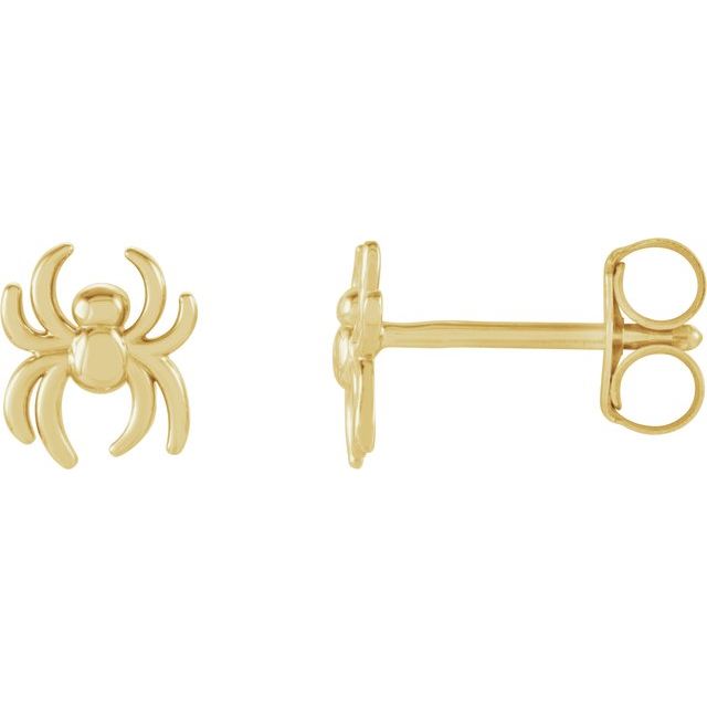 14K Yellow Gold 6.3x5.6 mm Spider Earrings-28599:102:P-Chris's Jewelry