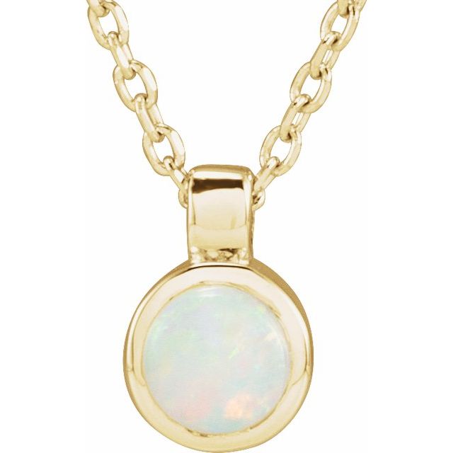 14K Yellow Gold Natural White Opal Bezel-Set 16-18" Necklace-23481:601:P-Chris's Jewelry