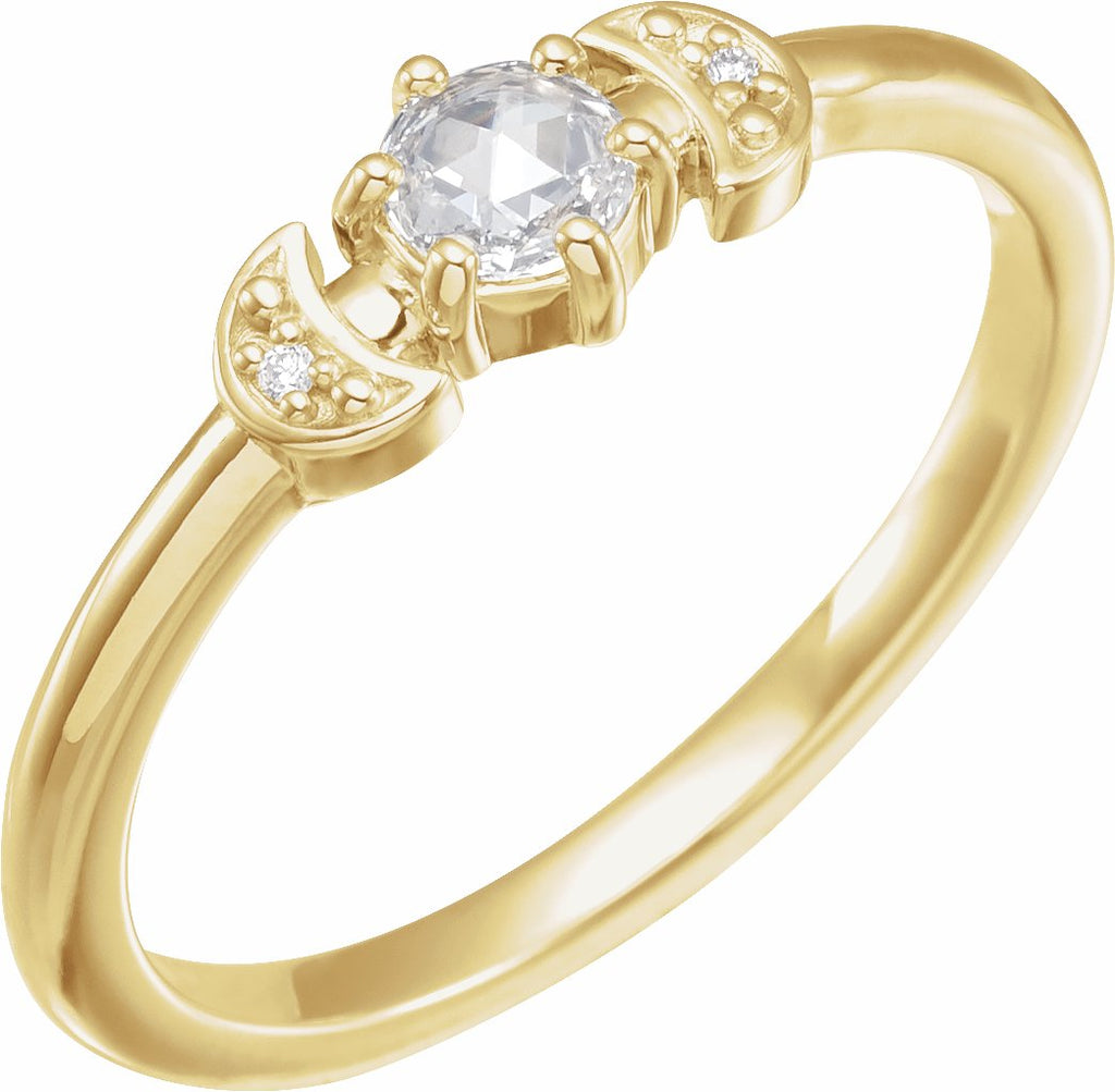14k Gold 1/6 CTW Natural Rose Cut Diamond Moon Stackable Ring-126001:100:P-Chris's Jewelry