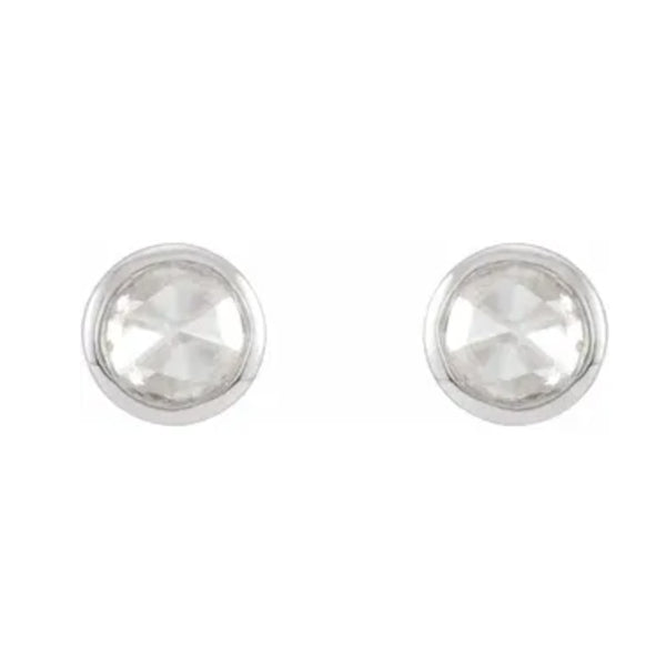 14k Gold 2-5.7mm Rose-Cut Diamond Bezel-Set Earrings-Chris's Jewelry