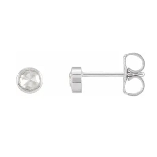14k Gold 2-5.7mm Rose-Cut Diamond Bezel-Set Earrings-87612:100:P-Chris's Jewelry