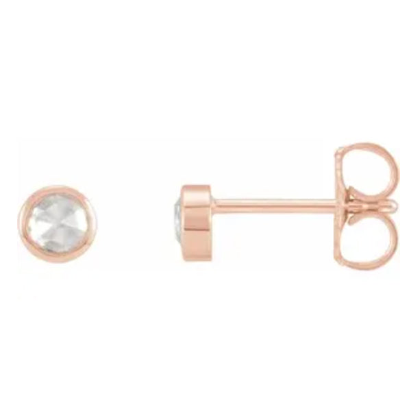 14k Gold 2-5.7mm Rose-Cut Diamond Bezel-Set Earrings-87612:103:P-Chris's Jewelry
