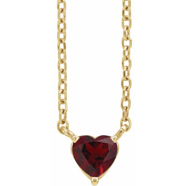 14k Gold 4mm Gemstone Heart 16-18" Necklaces-88055:148:P-Chris's Jewelry