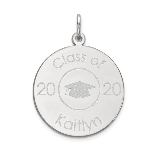 14k Gold Any Year and Name Graduation Round Pendant Charm-XNA365W-Chris's Jewelry