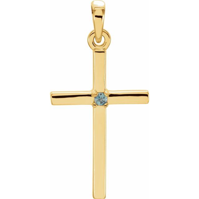 14k Gold Birthstone 22.6x11.4 mm Cross Pendants-Chris's Jewelry