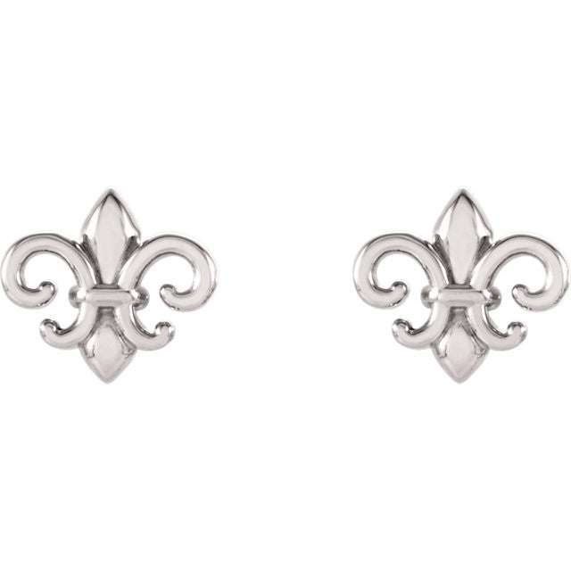 14k Gold Fleur-De-Lis Stud Earrings-Chris's Jewelry
