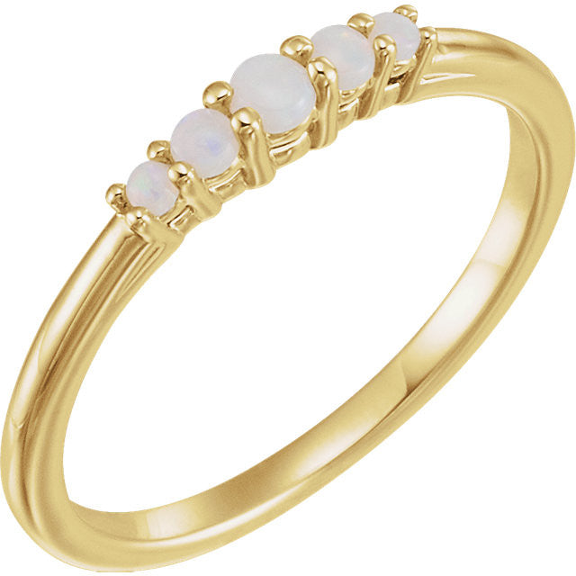14k Gold Genuine Australian Opal Graduated 5-Stone Ring-71964:601:P-Chris's Jewelry