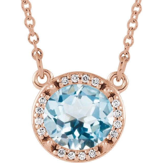14k Gold Round Sky Blue Topaz & .05 CTW Diamond Halo Necklace-85905:636:P-Chris's Jewelry