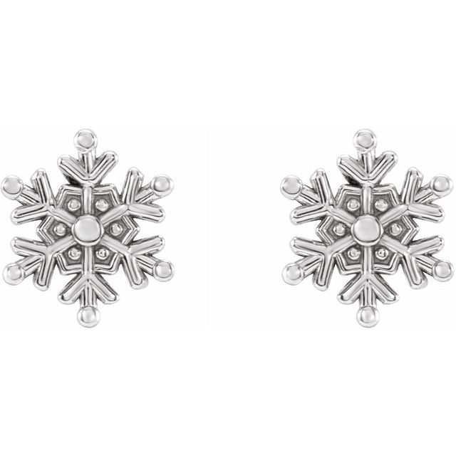 14k White Gold 5.1x4.5 mm Petite Snowflake Earrings-87664:106:P-Chris's Jewelry