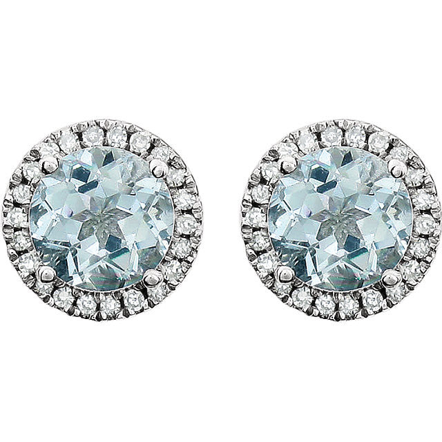 14k White Gold Aquamarine & 1/8 CTW Diamond Earrings-651302:70003:P-Chris's Jewelry
