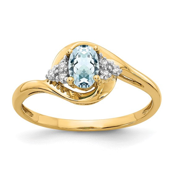 14k White Gold Genuine Oval Gemstone and Diamond Rings-XBS410-Chris's Jewelry