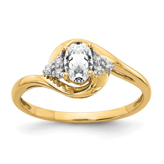14k White Gold Genuine Oval Gemstone and Diamond Rings-XBS411-Chris's Jewelry