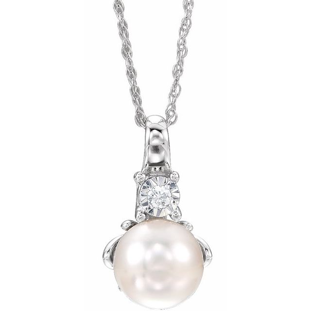 14k White Gold Oval Gemstone & .02 CTW Diamond 18" Necklace-651534:110:P-Chris's Jewelry