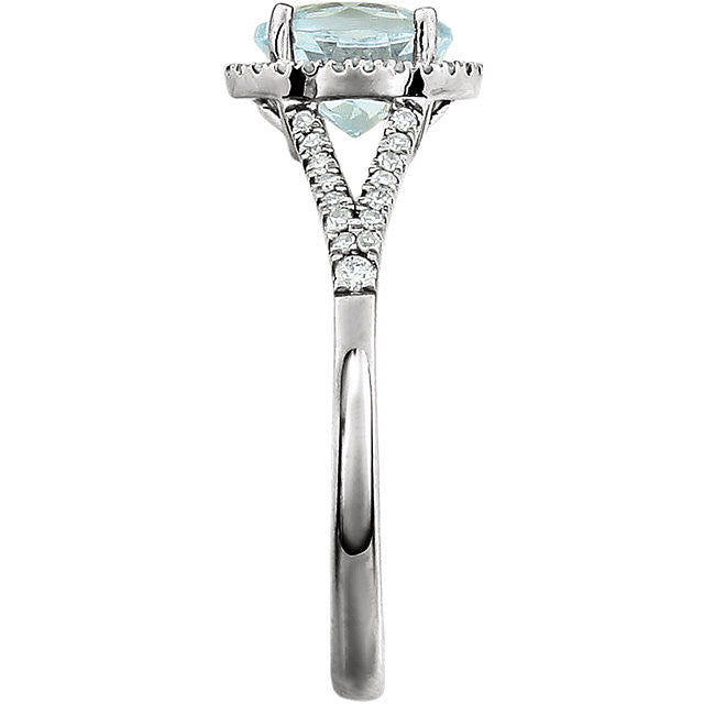 14k White Gold Round Aquamarine & 1/5 CTW Diamond Halo Ring-651300:70003:P-Chris's Jewelry