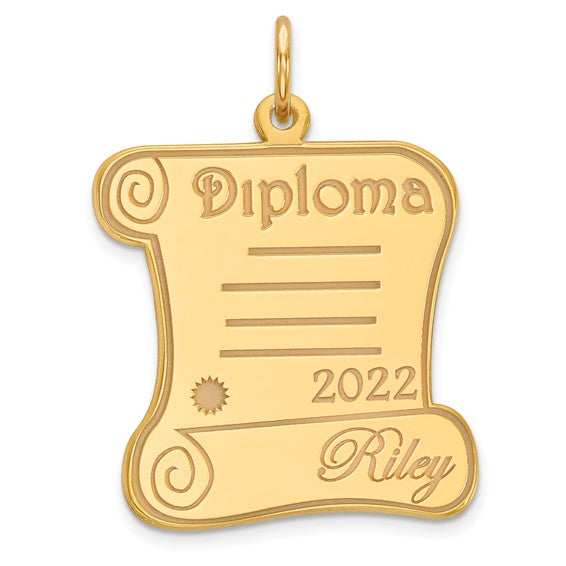 14k White or Yellow Gold Any Name & Year Graduation Diploma Charm Pendant-XNA370Y-Chris's Jewelry