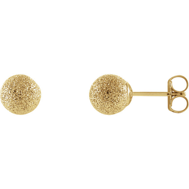14k Yellow Gold 6mm Round Stardust Ball Earrings-67840:102:P-Chris's Jewelry