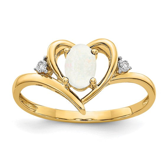 14k Yellow Gold Genuine Gemstone Diamond Heart Rings-XBS499-Chris's Jewelry
