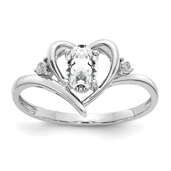 14k Yellow Gold Genuine Gemstone Diamond Heart Rings-XBS447-Chris's Jewelry