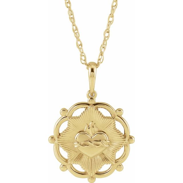 14k Yellow Gold Sacred Heart 18" Necklace-R45414:111:P-Chris's Jewelry