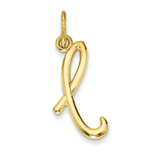 14k Yellow Gold Solid Lowercase Initial Charm Pendant - Various Letters-YC1060L-Chris's Jewelry