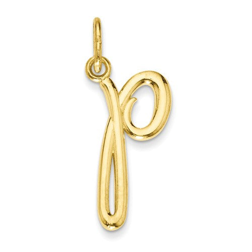 14k Yellow Gold Solid Lowercase Initial Charm Pendant - Various Letters-YC1060P-Chris's Jewelry