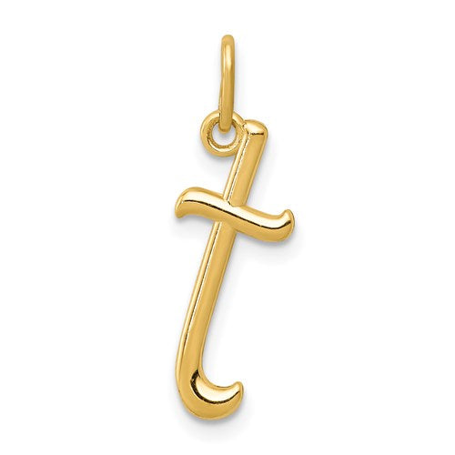 14k Yellow Gold Solid Lowercase Initial Charm Pendant - Various Letters-YC1060T-Chris's Jewelry