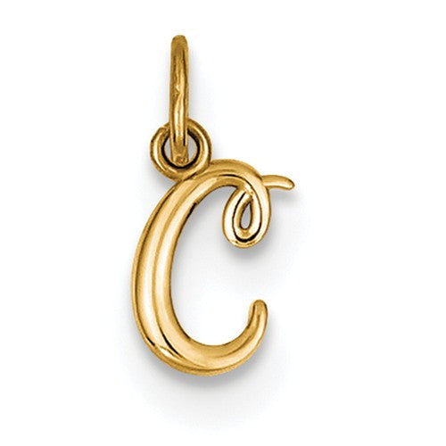14k Yellow Gold Solid Lowercase Initial Charm Pendant - Various Letters-YC1060C-Chris's Jewelry