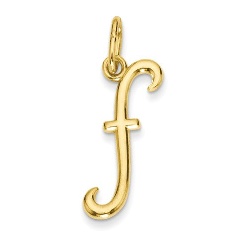 14k Yellow Gold Solid Lowercase Initial Charm Pendant - Various Letters-YC1060F-Chris's Jewelry