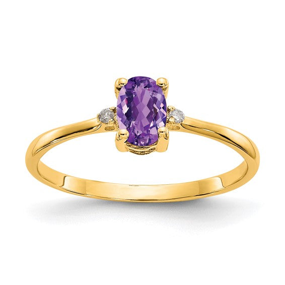 14k or 10k Gold Diamond & Oval Genuine Gemstone Birthstone Rings-10XBR203-Chris's Jewelry