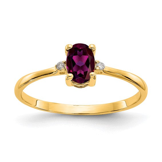 14k or 10k Gold Diamond & Oval Genuine Gemstone Birthstone Rings-10XBR207-Chris's Jewelry