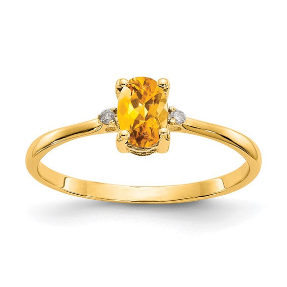14k or 10k Gold Diamond & Oval Genuine Gemstone Birthstone Rings-10XBR212-Chris's Jewelry