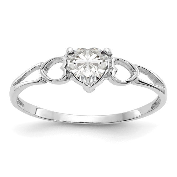 14k or 10k Gold Genuine Heart Petite Birthstone Rings-10XBR169-Chris's Jewelry