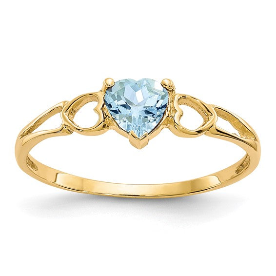 14k or 10k Gold Genuine Heart Petite Birthstone Rings-10XBR156-Chris's Jewelry