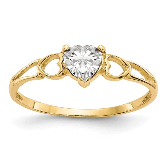14k or 10k Gold Genuine Heart Petite Birthstone Rings-10XBR157-Chris's Jewelry