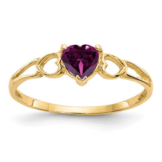 14k or 10k Gold Genuine Heart Petite Birthstone Rings-10XBR159-Chris's Jewelry