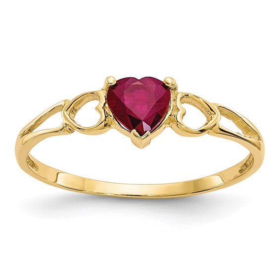 14k or 10k Gold Genuine Heart Petite Birthstone Rings-10XBR160-Chris's Jewelry